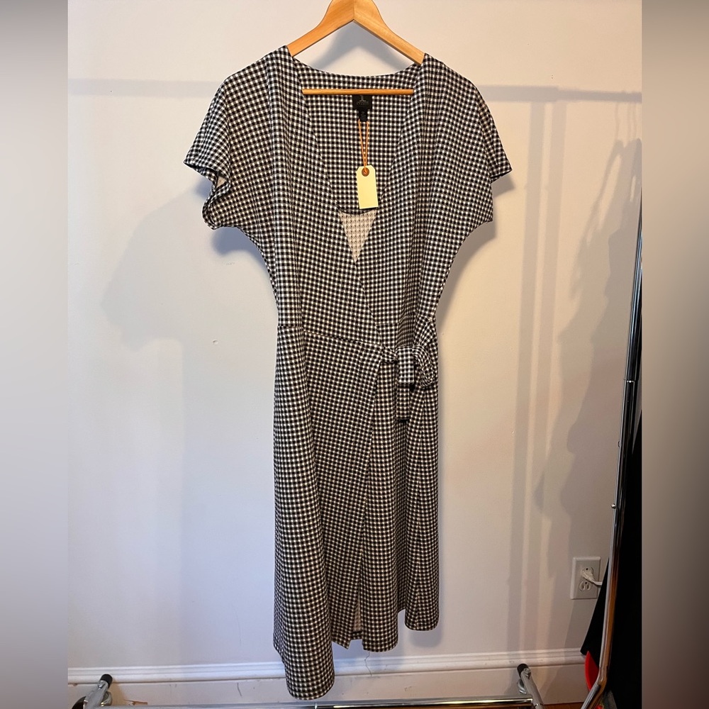 Gingham B&W Wrap Around Midi